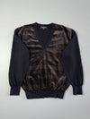 Vintage 90s YSL Tricots Velour Panel Check V-Neck Sweater – (L)