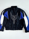 Black Blue Tribal Motorcycle Riding Jacket Padded (2XL/3XL)