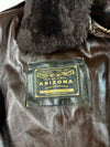 Vintage Arizona Jean Co. Brown Leather Bomber Jacket with Fur Collar Furr Inside (L)