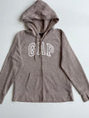 Gap | Heather Taupe Arch Logo Zip Hoodie | (M)