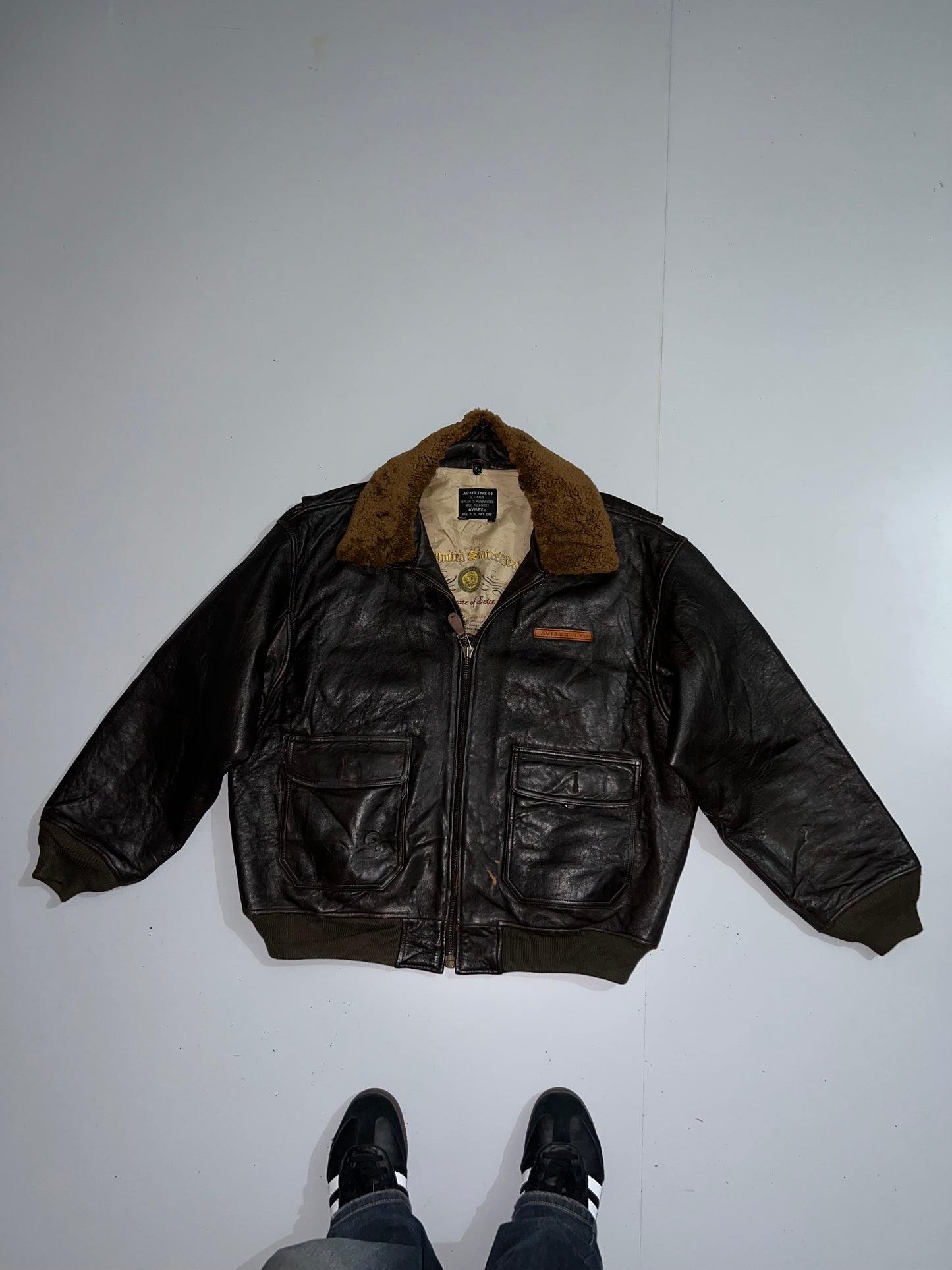 !                     Rare Vintage Avirex G-1 U.S. Navy Leather Flight Original leather Jacket (2XL/3XL)