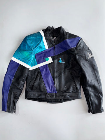 Krawehl Leder Ritter Geometric Colorblock Moto Leather Jacket (M)