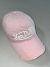 Y2K Von Dutch Distressed Pink Logo Cap (Adjustable)