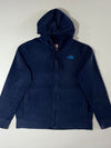 Vintage The North Face Navy Blue Fleece Zip-Up Hoodie (2XL)