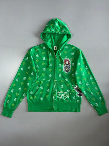 Ed Hardy Green Skull Print Zip-Up Hoodie (M/L)