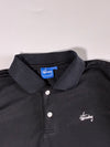 H.J.K Sport Black Short-Sleeve Polo Shirt with White Script Logo(L)