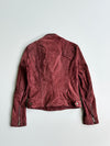 Mango Burgundy Genuine Suede Leather Biker Jacket – Woven Shoulder women’s (XXS)