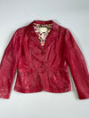 Vintage Micmac Paris Red Perforated Leather Blazer Women’s (S)