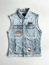 Bershka Light Wash Distressed Denim Vest – Vintage Patches | (S)