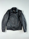 Vintage Loma Black Leather Bomber Jacket with Epaulettes (S)
