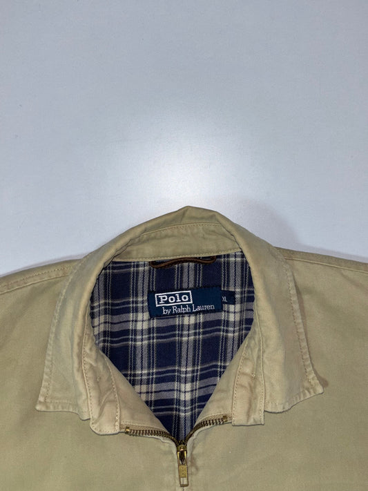 Vintage Polo Ralph Lauren Beige Harrington Zip Jacket | Classic Cotton Swing Jacket  (L)
