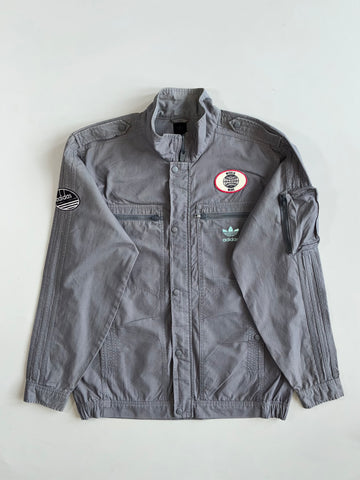 Adidas Originals Grey Ripstop Utility Jacket with “World Wide (L/Xl)