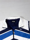 Fila Navy & White Colorblock Puffer Vest – Striped Chest Panel (L)