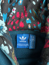Adidas Originals Teal Big Trefoil Hoodie with Floral Hood Lining  (M)