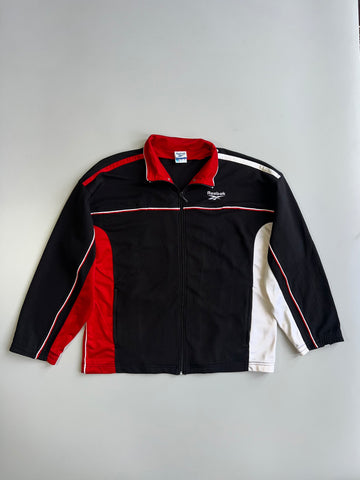 Reebok Vector Logo Colorblock Piped Collar Full-Zip Track Jacket Black Red White (XL/2XL)