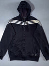Adidas Climawarm Striped Zip Hoodie – Black w/ White 3-Stripe (M)