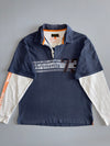 Timberland Navy Layered Rugby Polo – “Stratham 73” Varsity Print (M)