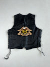 Vintage Vanguard Black Leather Biker Vest – Harley-Davidson Eagle Patch, Side Lace-Up (L)