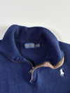 Polo Golf Ralph Lauren Quarter-Zip Knit Sweater with Suede Trim – Navy (S)