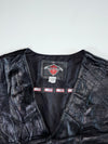 Texpeed Black Leather Multi-Pocket Motorcycle Biker Vest (2XL)
