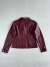 Baccini Burgundy Moto Biker Jacket with Quilted StitcPanels (S)