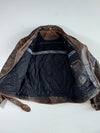 Vintage 90s Classic Gear Distressed Brown Leather Biker Jacket (XL)
