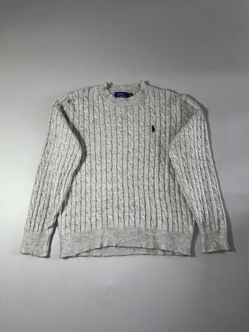 Polo Ralph Lauren Grey Cable Knit Crewneck Sweater (M)