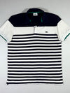 Lacoste Colorblock Navy & White Striped Polo (L)