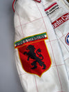 90's Dolce & Gabbana Vintage Racing Leather Jacket | “Indianapolis” Monte Carlo Patches | White Sheep Leather | Made in Italy Size (S/M)
