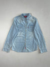 Dickies Light Wash Chambray Denim Shirt – Double Flap Pockets (S)