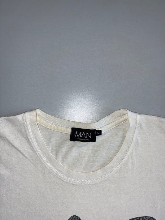 BoohooMAN | Skull & Snake Tattoo Graphic Tee | Off-White (XL)