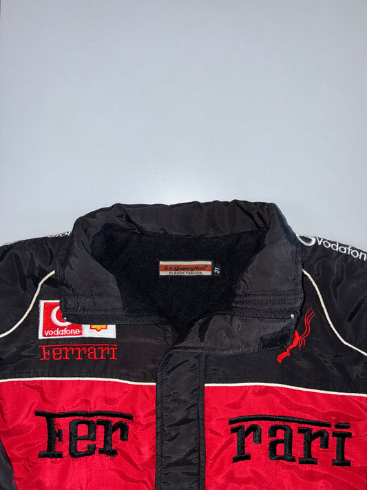 Ferrari F1 Vodafone Shell Sponsor Patch Embroidered Racing Jacket Black Red (S)