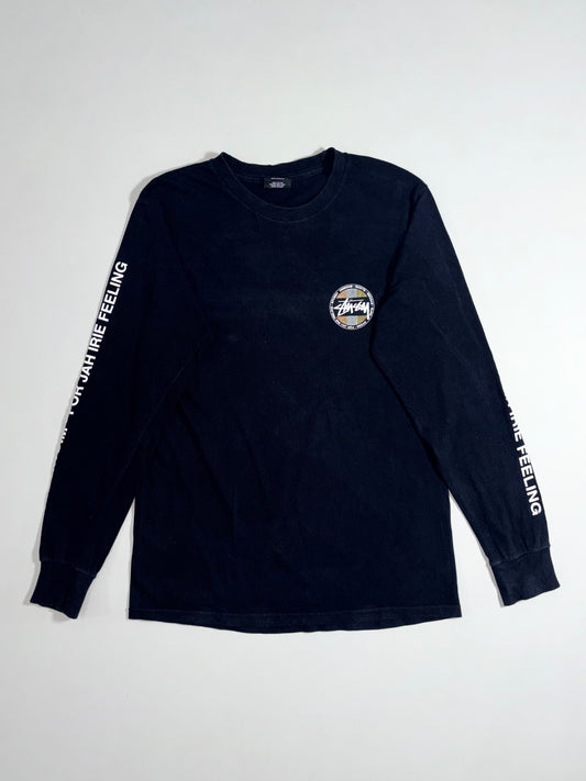 Stussy Jah Irie Feeling Dot Logo Black Long Sleeve Tee (S)