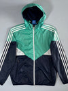 Adidas Originals Green, Navy & White Colorblock Hooded Windbreaker Size (M)