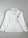 Vintage Adidas White Beige Stripe Track Jacket (L/XL)
