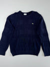 Lacoste Navy Blue Textured Knit Logo Crewneck Sweater(L/XL)