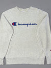 Champion Script Logo Crewneck Sweatshirt – Heather Grey (S)