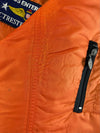 Vintage USS Enterprise Patch Flight Bomber Jacket with Fur Collar – Orange (XL)