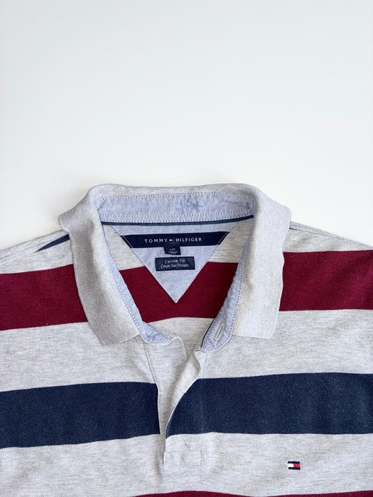 Tommy Hilfiger Rugby Polo Grey/Maroon/Navy Stripe (XL)
