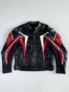 Dragon Rider Black/Red Genuine Leather Armoured Racing Jacket Padded (L)