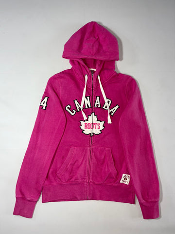 Roots Canada Maple Leaf Zip-Up Hoodie – Pink (S)