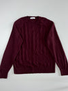 Calvin Klein Extra-Fine Italian Merino Wool Cable Knit Sweater – Burgundy (L)