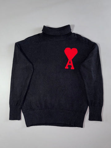 Ami Paris Ami de Coeur Turtleneck Knit Sweater (L)