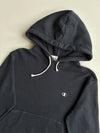 Champion Black Hoodie – Striped Rib Hem & Cuffs – (S)