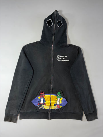 Nippon Blue Fighter Full-Zip Mask Graphic Hoodie – Black (L)