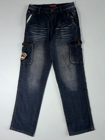 Sheng Yuehan Dark Wash Cargo Jeans (W:32|L:43)