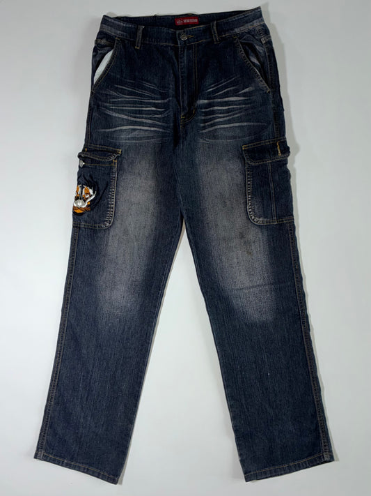 Sheng Yuehan Dark Wash Cargo Jeans (W:32|L:43)