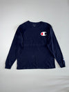 Champion Big C Logo Long Sleeve Crewneck T-Shirt — Navy (Size XL)