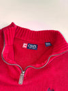 Chaps Red Ribbed Quarter-Zip Sweater(L)