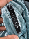 Vogue Style Reversible Velvet Hooded Jacket – Icy Blue w/ Gold Sun Embroidery (XS)